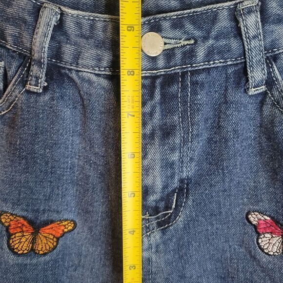 🦋11-12Y Butterfly Embroidered Blue Jeans - Picture 9 of 12